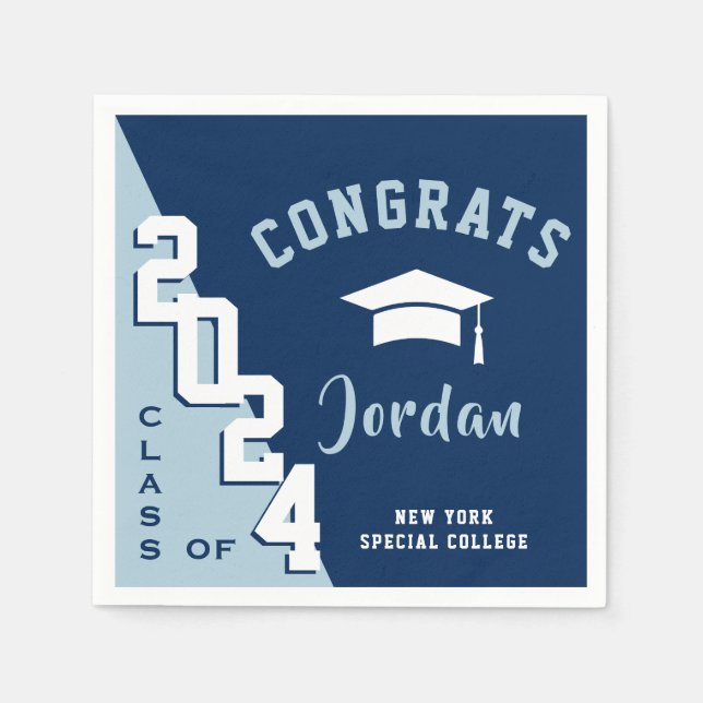 Moderne Klasse der Navy Blue Graduation Party 2024 Serviette (Vorderseite)
