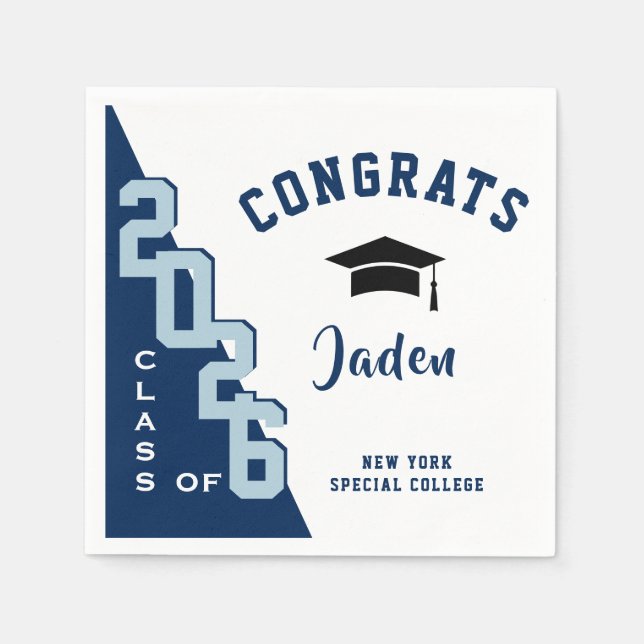 Moderne Klasse der Navy Gray Graduation Party 2024 Serviette (Vorderseite)
