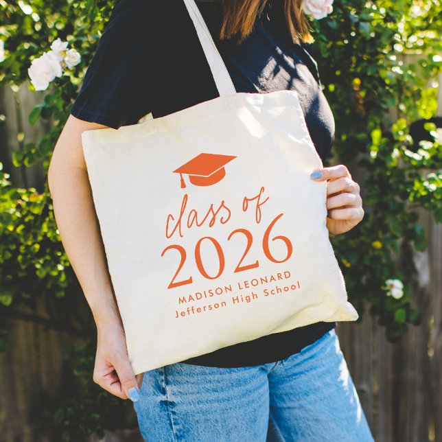 Moderne Klasse des Orange Script-Abschlusses 2025 Tragetasche (Von Creator hochgeladen)