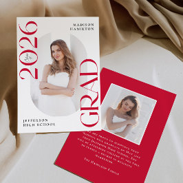 Moderne Klasse des Red Grad 2 Foto Abschluss 2025 Ankündigung