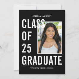 Moderne Klasse mit 25 Black & White Graduation Par Einladung