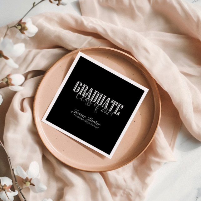 Moderne Klassenjahr Classic Black Graduation Party Serviette (Von Creator hochgeladen)