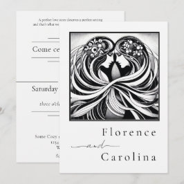 Moderne Klassik Art Deco Schwarz & Weiß Hochzeit Einladung