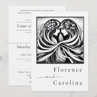 Moderne Klassik Art Deco Schwarz & Weiß Hochzeit Einladung