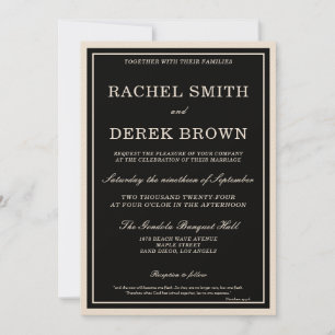 Moderne Klassik Elegant Black Ivory Scripts Weddin Einladung
