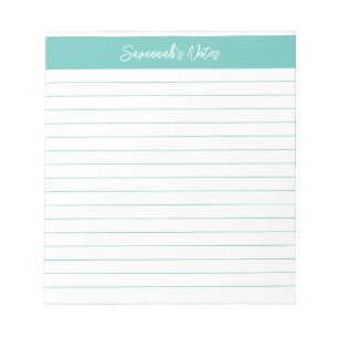 Moderne Klassik Elegante Aqua Script Personalisier Notizblock