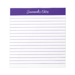 Moderne Klassik Elegante Lila Schrift Personalisie Notizblock