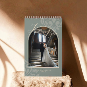 Moderne Klassiker Salbei Damast Chic Paar 2027 Kalender