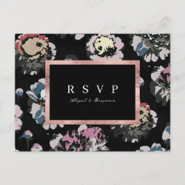 Moderne klassische abstrakte Blütenhochzeit RSVP Einladungspostkarte