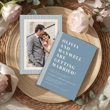 Moderne Klassische Blaue Gestreifte Foto-Hochzeit