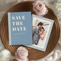 Moderne klassische blaue gestreifte Foto-Save-the-