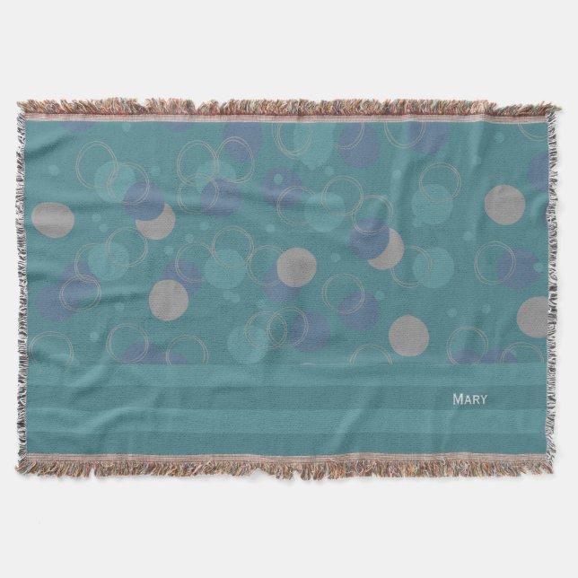 Moderne klassische blaue Kreise Muster Vorname Decke (Vorderseite)