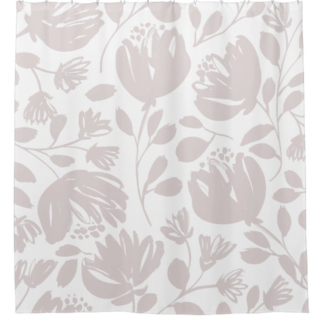 Moderne klassische Blume Hellrosa und Weiß Duschvorhang (Vorderseite)