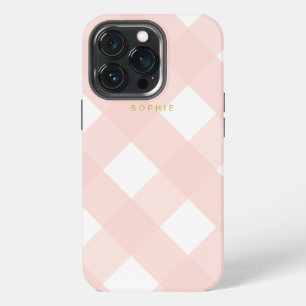 Moderne Klassische Einfache Rosa Karierte Monogram iPhone 13 Pro Hülle