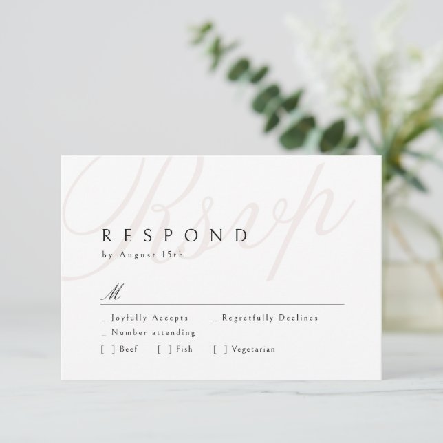 Moderne klassische Elegance Calligraphy Wedding RS RSVP Karte (Stehend Vorderseite)