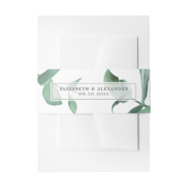 Moderne, klassische Eukalyptus-Hochzeit Einladungsbanderole