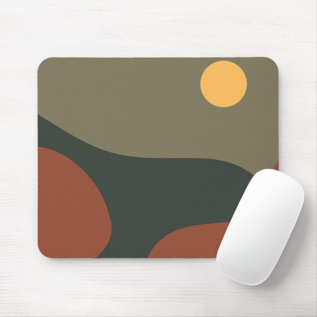 Moderne klassische Farben Abstrakt Vollmond rauchf Mousepad (Mit Mouse)