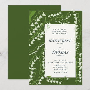 Moderne klassische Flora Lily Valley Hochzeit Einladung