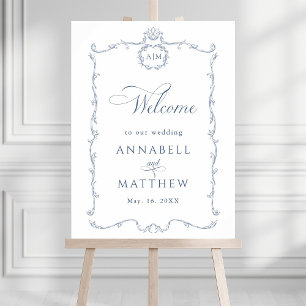 Moderne klassische französische Hochzeit Dusty Blu Poster