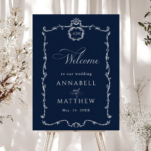 Moderne klassische französische Hochzeit Navy Blau Poster