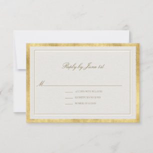 Moderne klassische goldene Ecru formelle elegante RSVP Karte