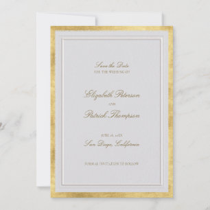 Moderne klassische goldene elfenbeinfarbene Hochze Save The Date