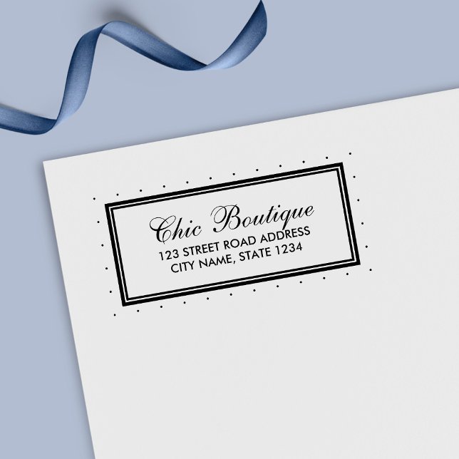 Moderne klassische Grenzpolka Dot Geschäftsadresse Permastempel (Von Creator hochgeladen)