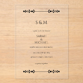 Moderne klassische Hochzeit Acryleinladungen