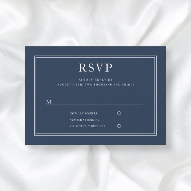 Moderne klassische Hochzeit der Marine RSVP Karte (Von Creator hochgeladen)