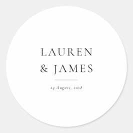 Moderne klassische Hochzeitsaufkleber für Paare Runder Aufkleber