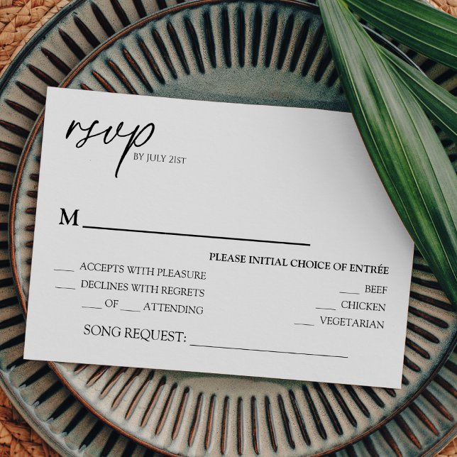 Moderne Klassische Hochzeitssong-RSVP-Karte RSVP Karte (Von Creator hochgeladen)