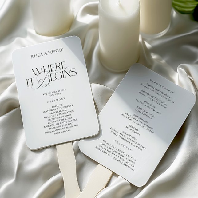 Moderne klassische Hochzeitszeremonie-Programm  Fächer (Modern Classic Wedding Ceremony Program Hand Fan)