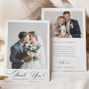 Moderne klassische Kalligrafie-Hochzeit 2 Foto Dankeskarte