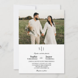 Moderne klassische Minimalistisch-Monogramm-Foto-H Einladung