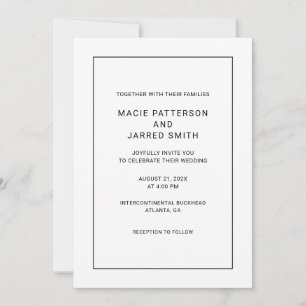 Moderne klassische Minimalistische Hochzeit Einladung