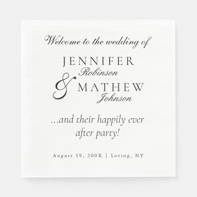Moderne klassische Minimalistische Hochzeit Serviette (Vorderseite)