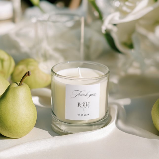 Moderne klassische Monogramm-Dankeschön-Hochzeit-A Quadratischer Aufkleber (Modern Classic Monogram Thank You Wedding Sticker)