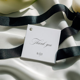 Moderne klassische Monogramm-Dankeschön-Hochzeit Geschenkanhänger