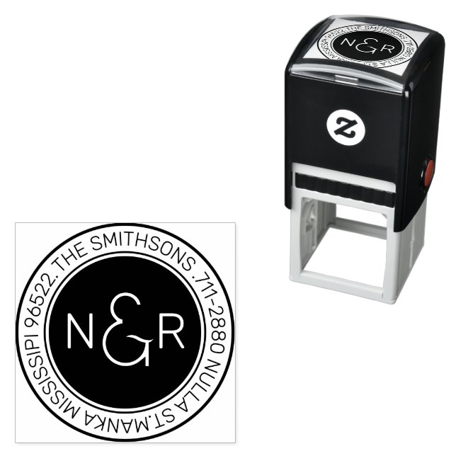 Moderne, klassische Monogramm-Rücksendeadresse Permastempel (Beispiel)