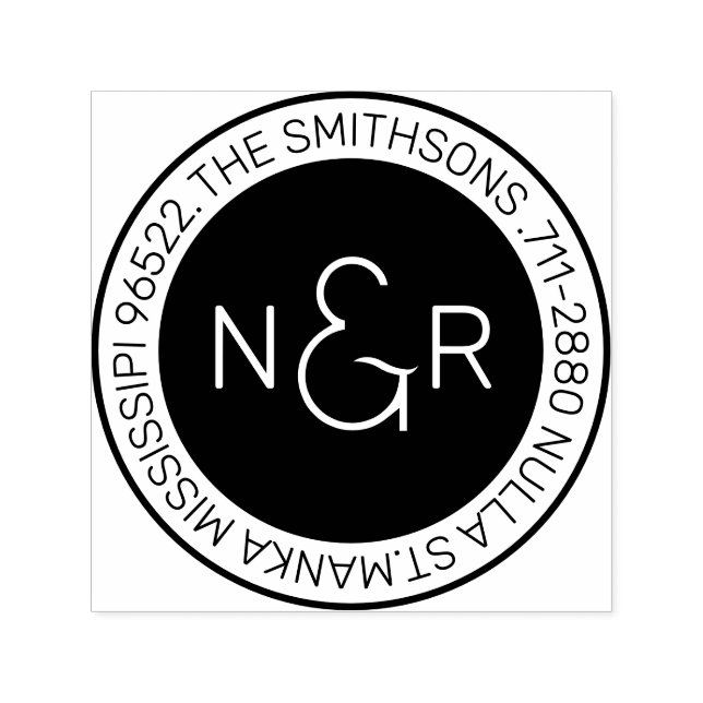Moderne, klassische Monogramm-Rücksendeadresse Permastempel (Design)