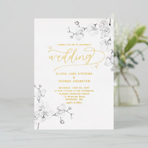 Moderne klassische Orchideen auf einer Hochzeit Folieneinladung
