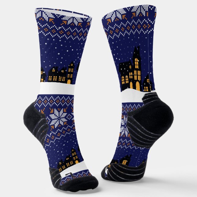 Moderne klassische Ornament Weihnachtsbaumschiff Socken (Gewinkelt)
