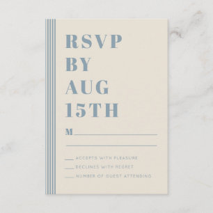 Moderne klassische RSVP-Blau gestreifte Hochzeit Begleitkarte