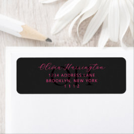 Moderne klassische Schwarz-Pink-Script-Adresse