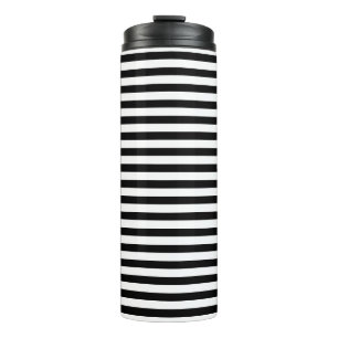 Moderne klassische Schwarz-Weiß-Streifen Thermosbecher