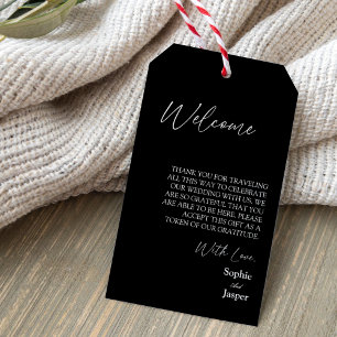 Moderne klassische schwarze Destination-Hochzeitsb Geschenkanhänger