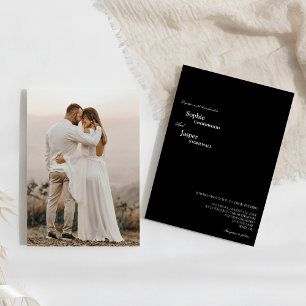 Moderne Klassische Schwarze Foto Hochzeit Einladung