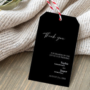 Moderne klassische Schwarze Hochzeit Vielen Dank f Geschenkanhänger
