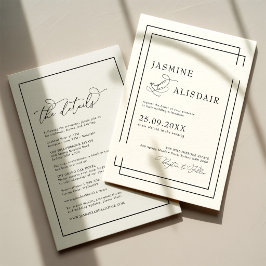 Moderne klassische schwarze und weiße Hochzeit Einladung