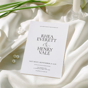 Moderne klassische schwarze und weiße Hochzeit Einladung